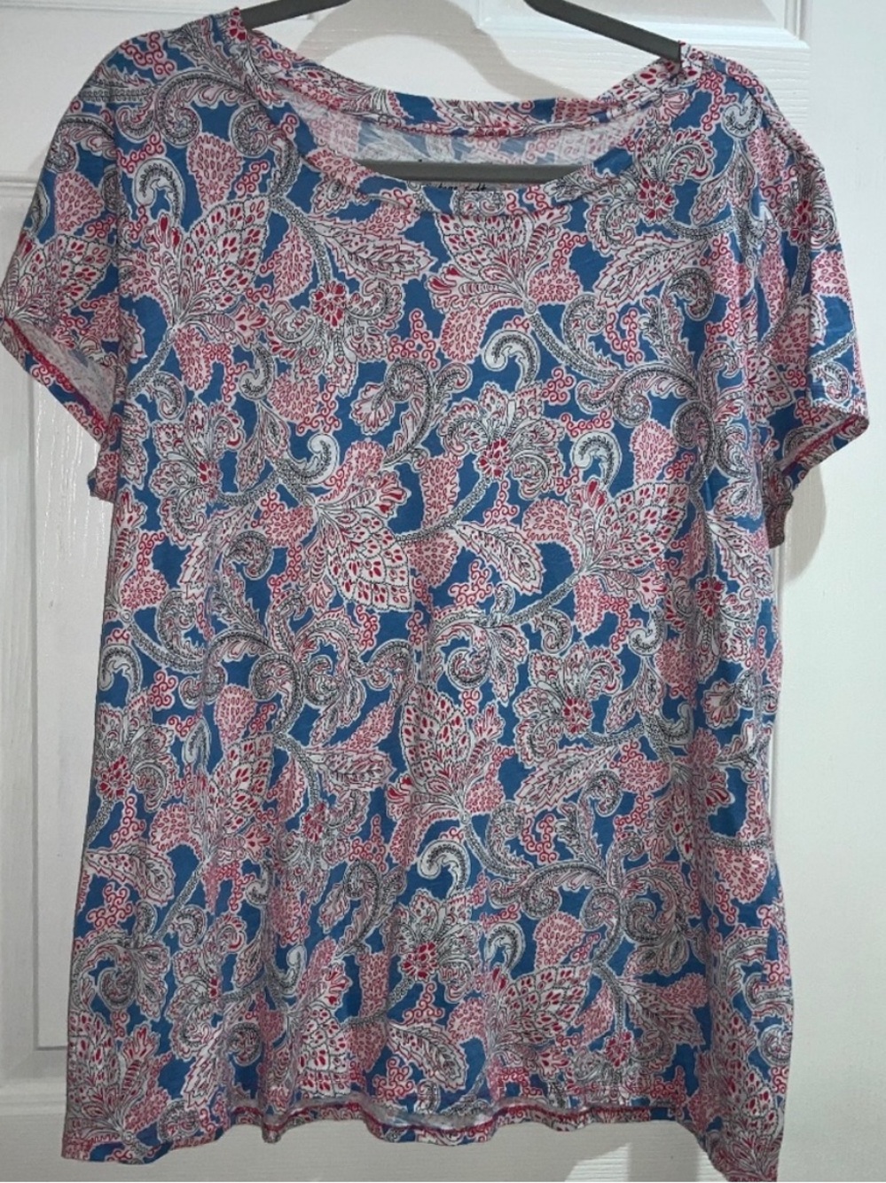 H&M Blue & Pink Paisley Short Sleeve Tee